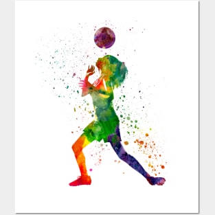 Woman footballer in watercolor Posters and Art